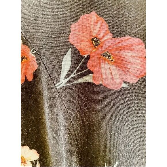 H&M Divided Black Floral Mini Button Front Short Sleeve Viscose Dress Sz 4 - Picture 4 of 5